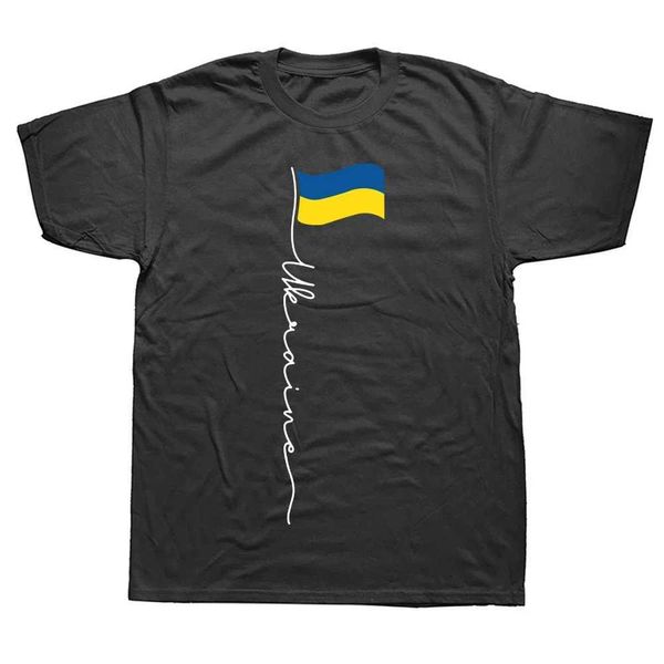 Herren-T-Shirts Lustige Ukraine Signature Flagge Pole Ukrainische T-Shirts Grafik Streetwear Kurzärmel Geburtstagsgeschenke Sommer T-Shirt T240425