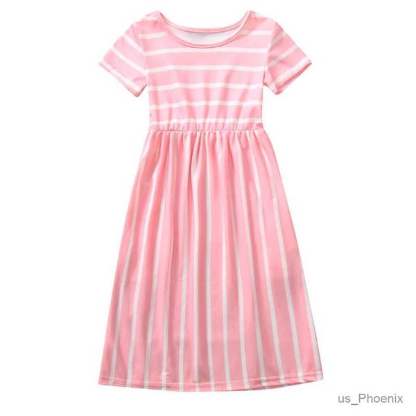 Vestidos de maternidade meninas vestido longo listrado adolescente para festa de praia bohemia maxi vestido com bolso infantil roupas de verão casual roupa infantil menina