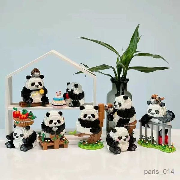 Animais de pelúcia de pelúcia Micro-montados pequenas partículas Educational Toys Construindo blocos de crianças Presentes de crianças meninos e meninas PANDA 3D Ornamentos de quebra-cabeça