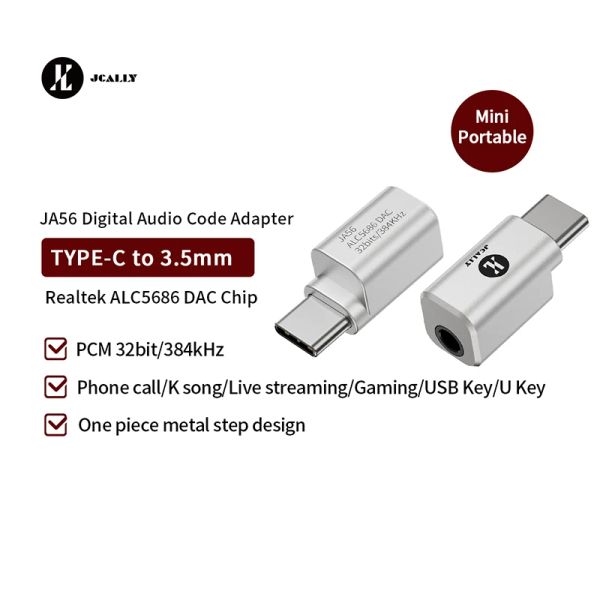 Аксессуары JCally JA56 ALC5686 Адаптер HiFi, Tipec Sampai 3,5 мм, адаптер AMP DAC 384 кГц/32 -битный JM08L Jcally Mn