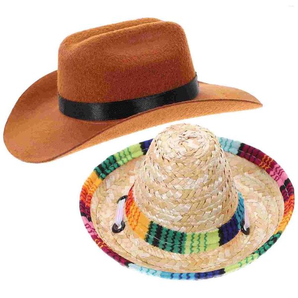 Abbigliamento per cani 2 pcs cucciolo pet cowboy hat hawaian accessori cappelli decorativi di cotone