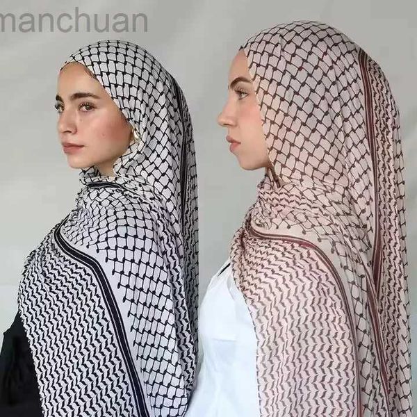 Hijabs 2024 Vendas quentes keffiyeh imprimir mulheres muçulmanas hijab keffiyeh palestina de alta qualidade lenço hijab shawl muçulmano 185*70cm D240425