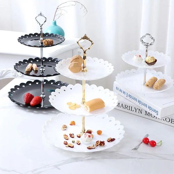 Teller 3 -Tier -Nachmittagstee -Halter Display Rack Kuchen Ständer Obsttablett Dessertplatte Geschirr