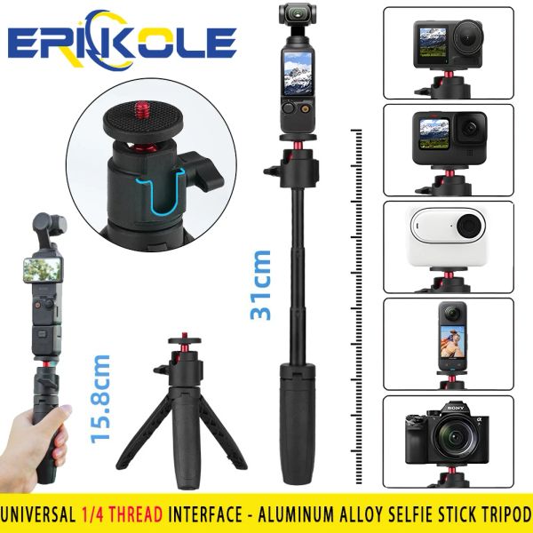 Tripé do poste de extensão cardan para DJI Osmo Pocket 3 Acessórios telescópicos de bastões de selfie para bolso 2/3 GoPro Insta360 Câmera de ação