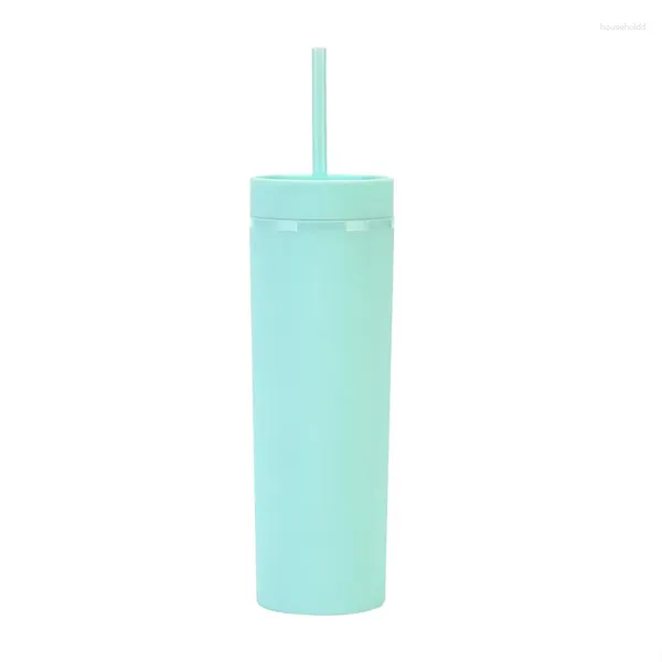 Tazze bicchiere a doppia parete a doppia parete color acqua di succo di succo da yoga con coperchio riutilizzabile per bevanda fredda