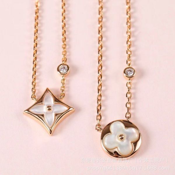 Versione alta Designer Necclana a quattro foglie Collana a trifoglio Diamond Circular Chain Fritillaria White Fritillaria K Neckace Gold Colow Designer Gioielle