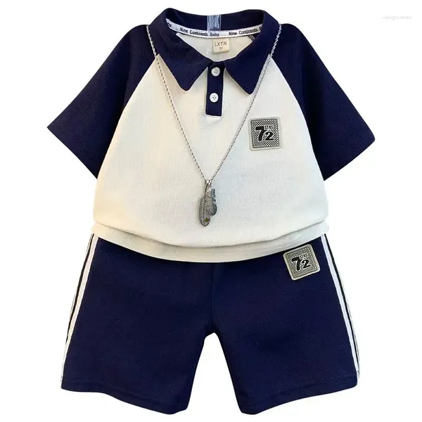 Kleidungsstücke koreanische Jungen Sommerkleidung Polo-Hemd Shorts Anzug 2024 Kinder Trendy Marke Kinder coole und hübsche zweiteilige Set 2-11y