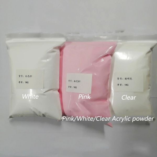 Líquidos 100g DIP sólido/acrílico em pó branco pó rosa claro 3 cores acrílico unhas nus pó de pó de pó para unhas encantos