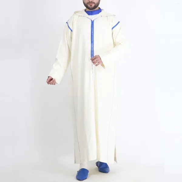 Ethnische Kleidung Herren lässig muslimische Robe Feste Farbe Kapuze mit Kapuzen aus dem Nahen Kostüm Lose Business Shirt Abaya