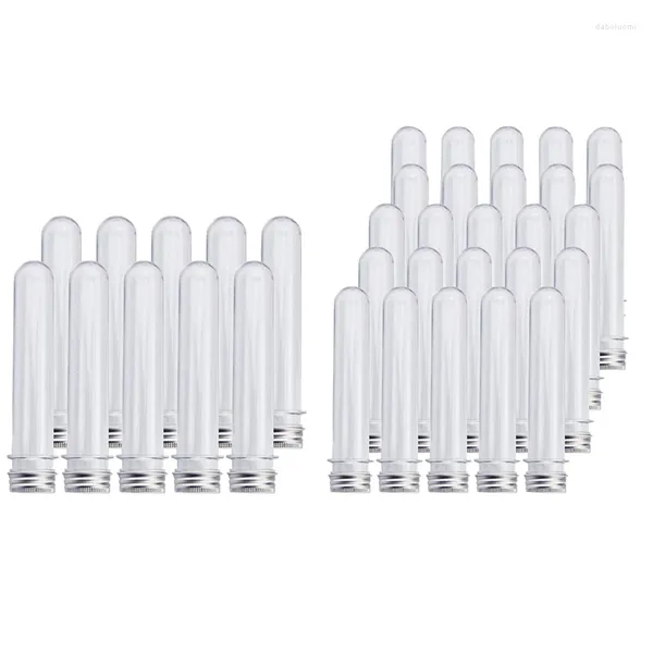 Garrafas de armazenamento 35 PCs Tubo de ensaio de plástico com tampa de parafuso Bottle Aluminium Packing 10 100ml 25 40ml