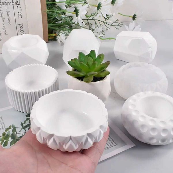 Vasos novos Crystal epóxi Diy Pot Pot Silicone Mold Vase molde as plantas suculentas moldes de resina