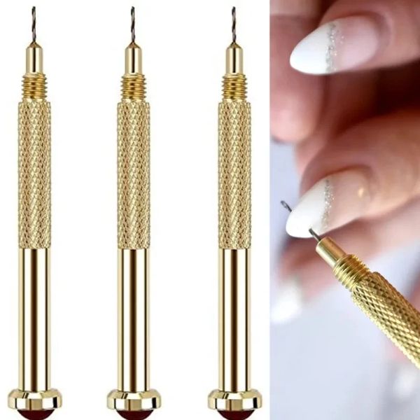 BITS 1pc Gold in acciaio inossidabile per unghie a mano per foraggio per trapano maker in metallo Penna in metallo Piercing Piercing Manicure Nail art Tool