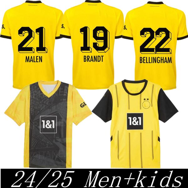 24 25 camisas de futebol de Sancho Reus Dortmunds 50 anos no Westfalenstadon Special 2024 2025 Borussia Soccer Haller Football Cirlad Neongelb Brandt Men Kit88