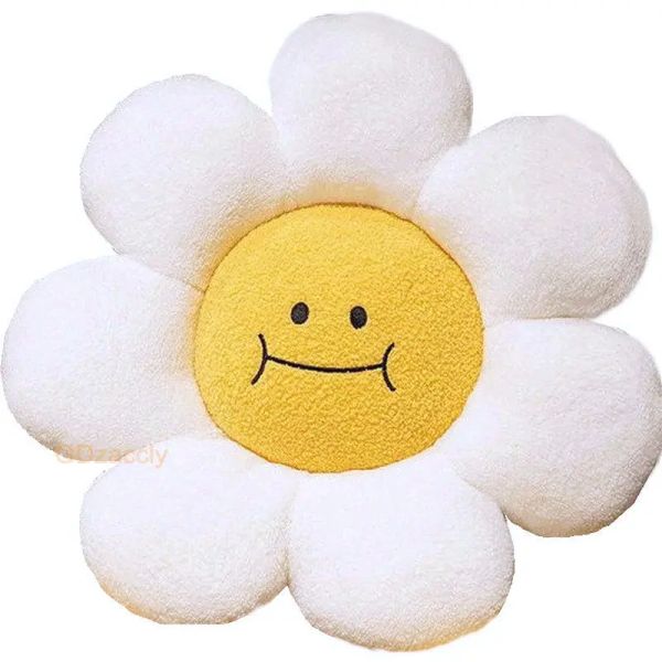 Kissen weich weiß Daisy Blumenkissen gefülltes Lächeln Gesicht Sonnenblumenstuhl Kissen Büro Sofa Dekor Schlaftkissen für ihr einzigartiges Geschenk