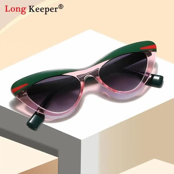 Cat Eye Sonnenbrille für Frauen Männer Vintage Farbblock Sonnenbrille Marke Designer UV400 Retro Shades Mode Outdoor Oculos de Sol 240410