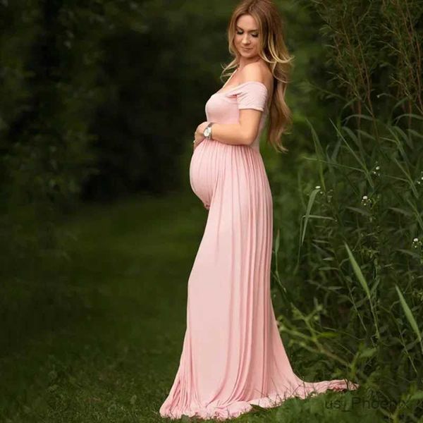 Abiti di maternità Abito da donna Maternity Abito per il servizio fotografico a spalla Abito Front Fotografia a spalla Open Abito Maxi Abito