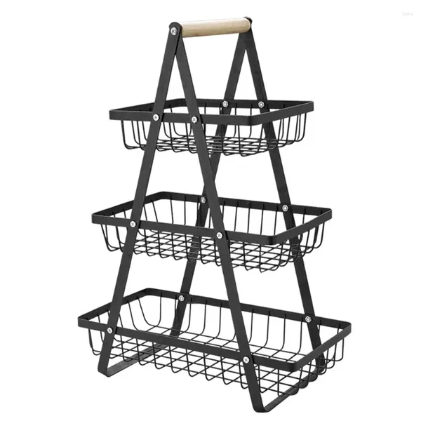 Porta di deposito cucina Scaffali creativi a livello di casa due cestini da soggiorno a rack secchi griglie a tre livelli snack di frutta rimovibile