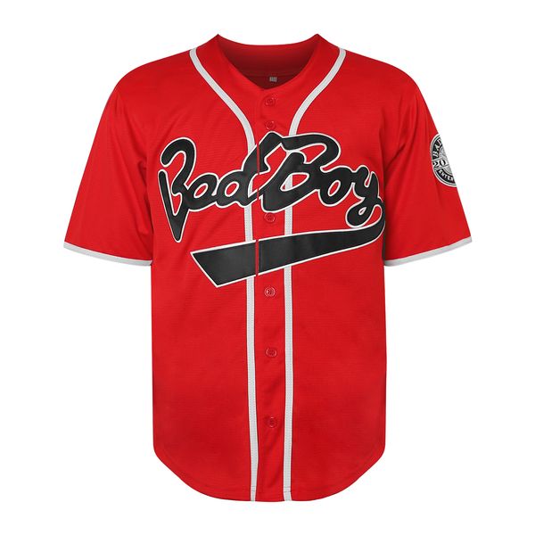 10 Biggie Bad Boy Movie Baseball Jersey Nome e numero cuciti rossi