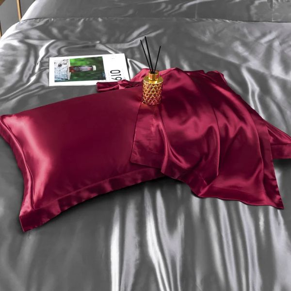 Travesseiro 2pc Pure Pure Cetin Silk Proga de travesseiro de cama de cama de cama de travesseiro retângulo Casas de cama de cama Multicolor Bed Home decro