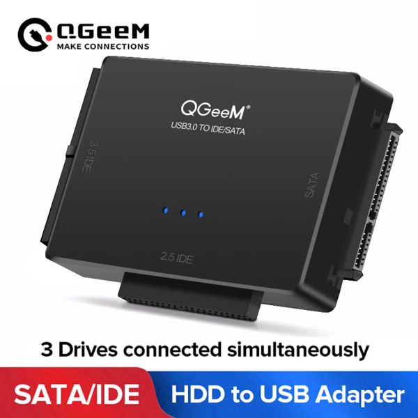 Okuyucu QGeem SATA - USB IDE adaptörü USB 3.0 SATA 2.5 3.5 Sabit Disk Sürücüsü HDD SSD USB Dönüştürücü IDE SATA USB SATA Adaptör Kablosu