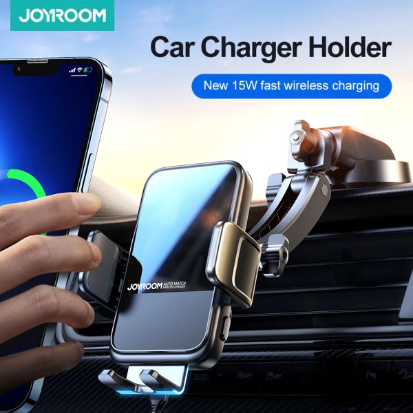 Stands Joyroom Wireless Caricing Car Thoolle Porta del telefono di ricarica rapida in Caricatore per auto per iPhone Xiaomi Huawei Samsung