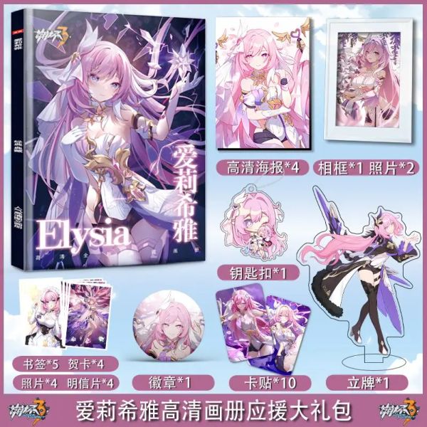 Alben Honkai Impact 3. Elysia Photobook mit Fotorahmen Badge Poster Bilderbuch HD Fotoalbum Kunstbuch