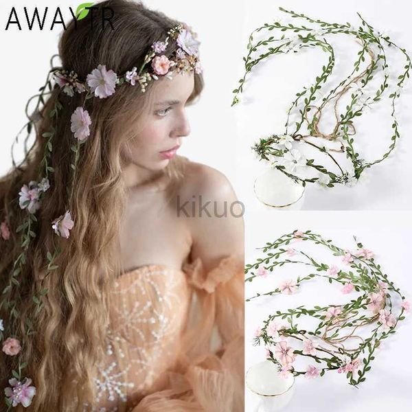 Gioielli per capelli per matrimoni Bohemian Rattan Flower Vines Croona fascia per sposa Accessori per capelli per matrimoni Accessori per ghirlande floreali Acconciature Acconciature Headdres D240425