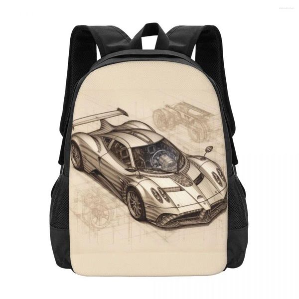 Backpack Speed Sports Sports Carpish Desenho Esquema Men Polyster Workout Backpacks Padrão Kawaii School Bags Rucksack