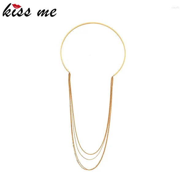 Pendenti kissme hyperbole oro color women tochs collane lunghe catene a strati per ragazze regali 2024 accessori per gioielli in ottone di moda