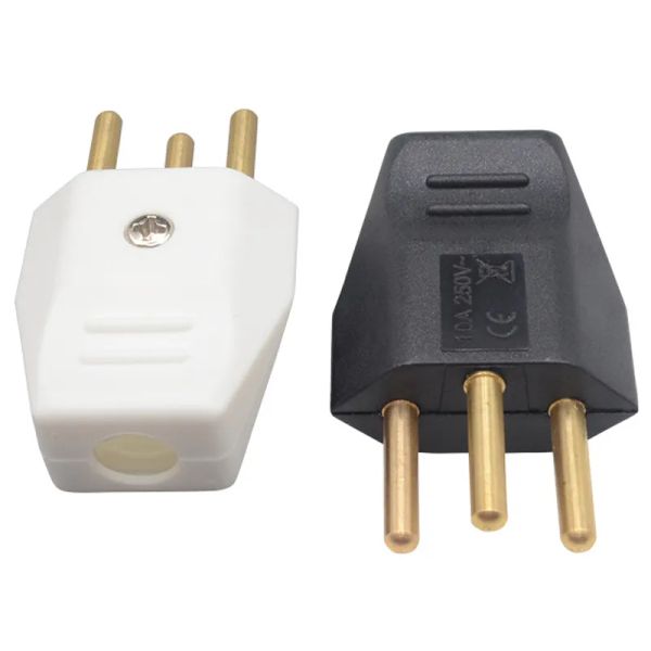 Cabos 10pcs Branco preto 250V 10A Copper CE Suíça montagem de cabos de cabos de alimentação Plugue de fiação 3Pole Conector Euro Indústria Plug de cabo de alimentação