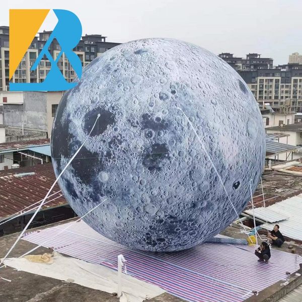 Luzes LED personalizados Balão de lua inflável para exibição de planetário