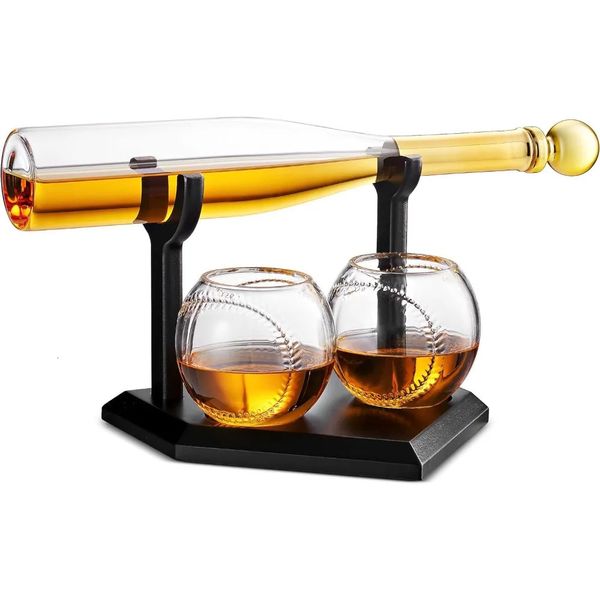 Whisky Geschenke klarer Cup Set Baseball Bat Dekanter und Gläser Geschenk Glasgetränke Küche Dining 240420