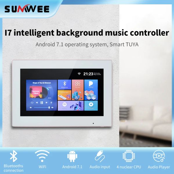 Modüller Tuya Duvar Amplifikatörü WiFi Bluetooth Mini Smart 7.1 Android Arka Plan Müzik Oyuncusu Ev Sinema Sistemi Dokunmatik Ekran Hifi Sumwee