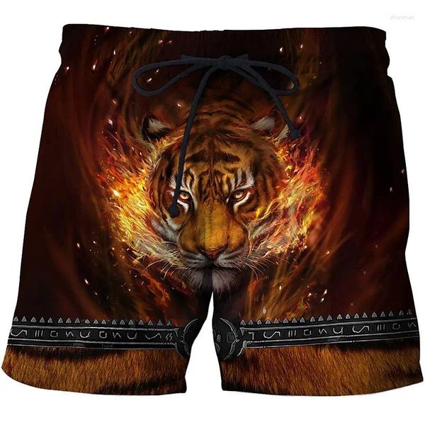 Shorts Shorts Swim Summer Beach Pocket Drowtring Waist Letter Tiger Lettera Quick Dry Hawaiian Trunks