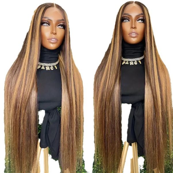 32 polegadas retas de alto brilho lace dianteiro artificial Humano Human Human Lace Wig Front Wig Brazia