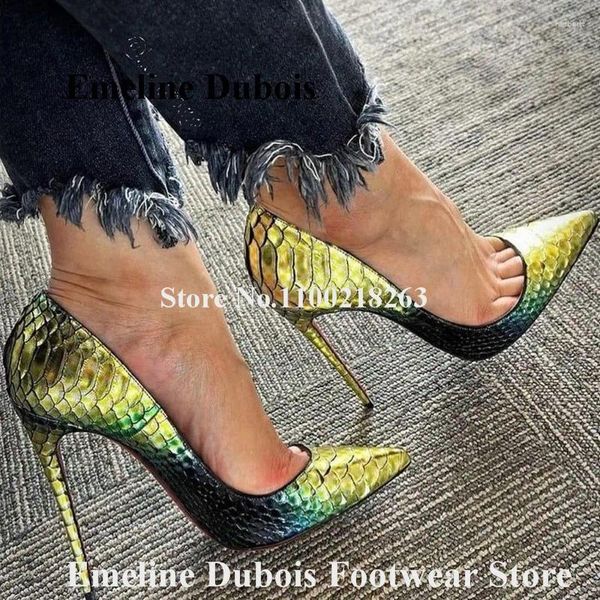 Scarpe eleganti gradiente pompe di pelle di serpente emelina Dubois stile classico a punta di punta di punta in pelle tacco da festa in pelle di cuoio