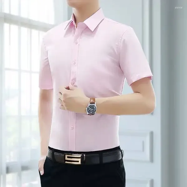 Erkekler Elbise Gömlek Gömlek Ofis Kısa Kollu İş Erkek Giysiler Kore Giysileri Günlük Tasarımcı Yaz