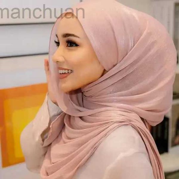 5Vup Hijabs Hot Premium Satin Crinkle Hijab Lenfra Plain muçulman