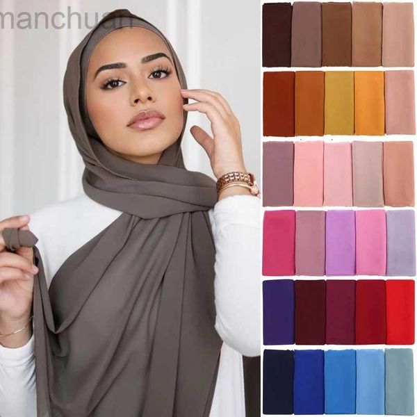 Hijabs Muslim Chiffon Hijab Schal Frauen Langes Festkörperkopf -Wrap für Frauen Hijabs Schals Damen Muslim Veil Jersey Hijabs 180*70 cm D240425