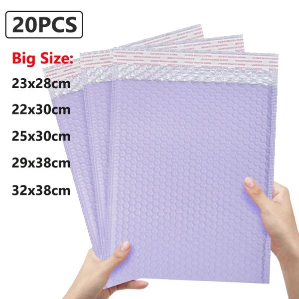 Bolsas 20pcs Bubble Mailers Envelope de atacado roxo acolchoado para embalagem para envio de bolsas de remessa de selo self slow