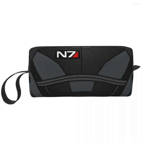 Aufbewahrungstaschen Mass Effect N7 Rüstung Make -up -Tasche für Frauen Reisen Kosmetischen Organisator Kawaii Alliance Military Video Game Toilida