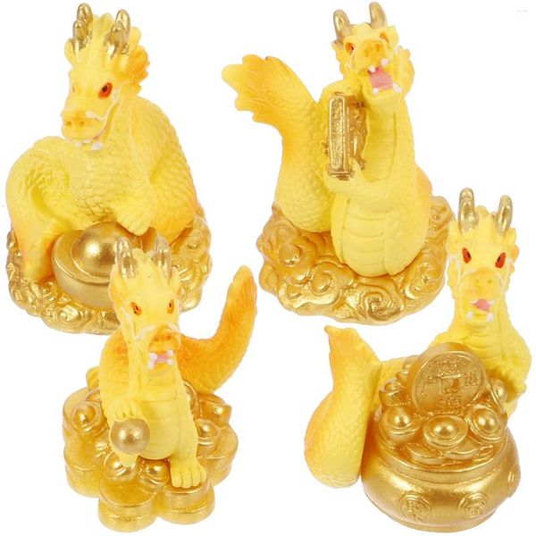 Gartendekorationen 4 PCs Figuren Ostern Ornamente Desk Dragon Figur Zubehör Desktop winzige Statuen Harz Miniaturkuchen