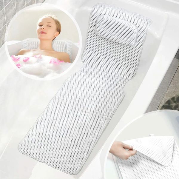 Travesseiro de travesseiro de banho respirável NONSLIP 3D BATHTUB SPA CABEÇA DE CABEÇA COM CUIL CUPLO CUSTO DE PESCO