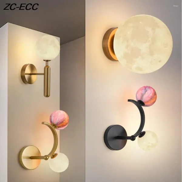 Design della lampada a parete La palla di luna interno LED per il letto per il letto Golden Sconces G9 Bulb Modern Home DECO FLUSHET