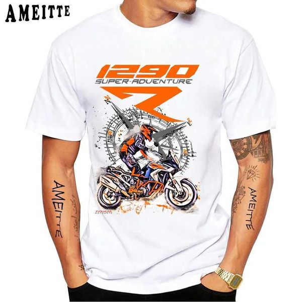 Erkek Tişörtleri GS Macera 1290 Süper Macera R Çöl Rider Motosiklet T-Shirt Yeni Erkekler Tshirts Giyim Boy Beyaz Tops Ride Sport Railatt T240425