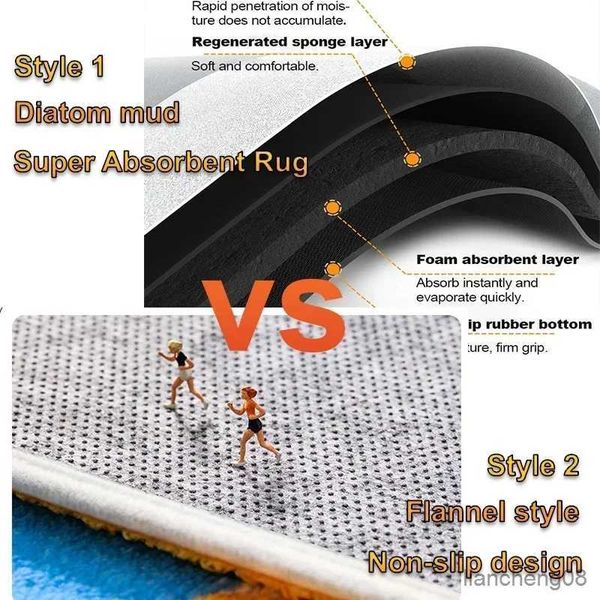 Badmatten Diatom Schlamm Bad Matte Badezimmer Duschbodendekor Super absorbierende Nicht -Schlupf Easy Clean Willkommens Fußmatten Teppich Waschraum Eingang Teppich