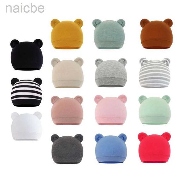 Caps Chapéus 1pc Baby Caps Bear Capacho de algodão Caps de bebê para recém -nascidos acessórios Caps Acessórios garoto meninos meninas chapéus de criança D240425