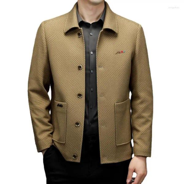 Мужские куртки 2024 Сплошной цвет джентльмен Slim Casual British Wind Youth Personality Fashion Lape