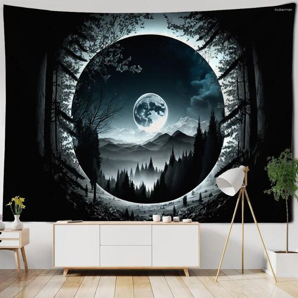 Wandteppiche Wandteppiche Starry Sky Home Wall Decoration Planet Raumkunst Hängende Stoff Hippie Bohemian Ästhetik