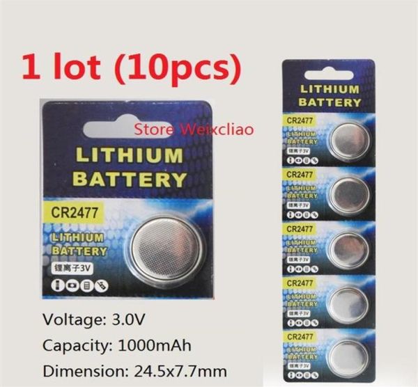 10pcs 1 lote CR2477 3V Botão de lítio Botão da célula Liion Cr 2477 Baterias de moeda de 3 volts 208F1107903